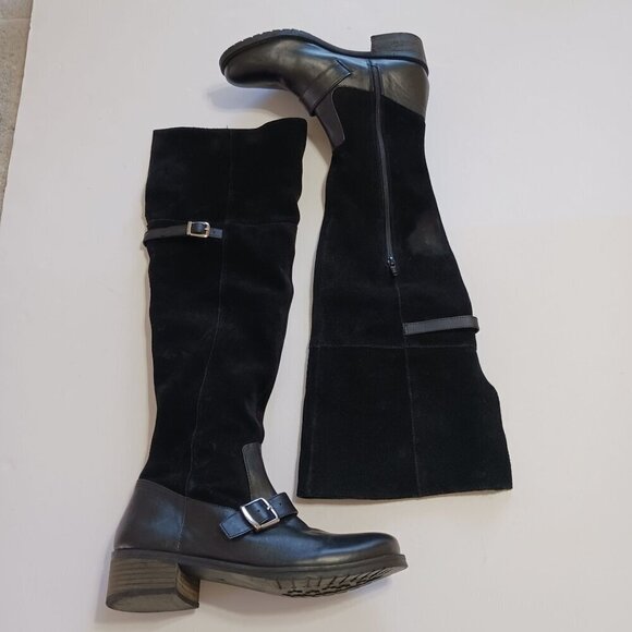 Matisse Lola Black Suede Leather Over The Knee Boots Size 9 - Picture 4 of 13